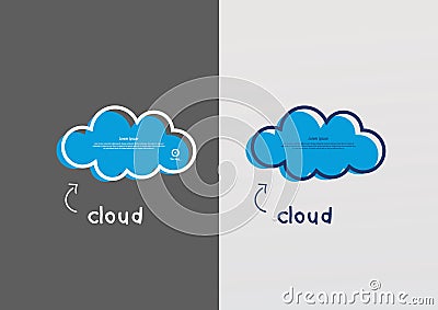Vector blue cloud. Hand draw feel. Vector Illustration