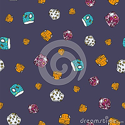 Vector Blue colorful Baby cloth diapers seamless background pattern Vector Illustration
