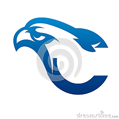 Vector Blue Eagle Initial C Logo Vector Illustration