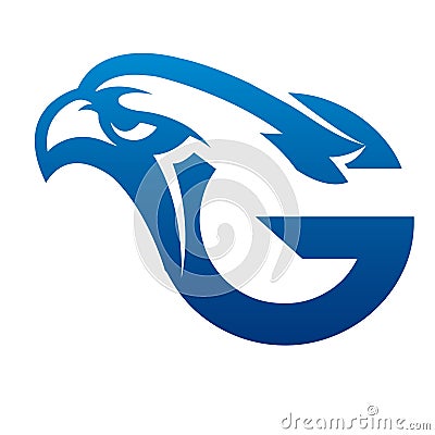 Vector Blue Eagle Initial C Logo Vector Illustration