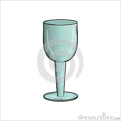 Vector blue glass. Kitchen dishware icon isolated on white background. Cartoon style cooking equipment. Crockery vector Vector Illustration