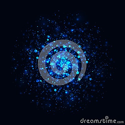 Vector blue glowing light glitter background. Magic glow light effect. Vector Illustration