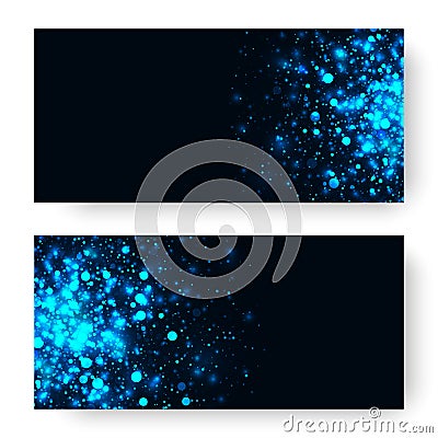 Vector blue glowing light glitter background. Magic glow light effect. Star burst with sparkles on dark background Vector Illustration