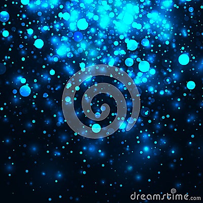 Vector blue glowing light glitter background. Magic glow light effect. Star burst with sparkles on dark background Vector Illustration