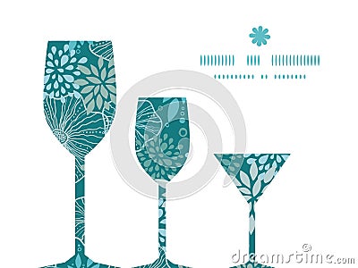 Vector blue and gray plants three wine glasses Vector Illustration