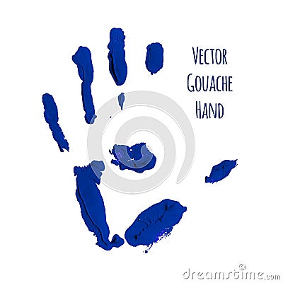 Vector blue greased hand imprint Vector Illustration