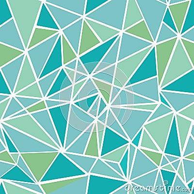 Vector Blue Green Geometric Mosaic Triangles Repeat Seamless Pattern Background. Can Be Used For Fabric, Wallpaper Vector Illustration