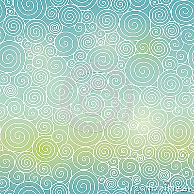 Vector Blue Green Sky Gradient Abstract Swirls Seamless Pattern Background. Great for elegant texture fabric, cards Vector Illustration