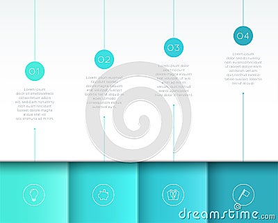 Vector Blue Infographic 3D Page Layout with Steps 1 to 4 Vector Illustration