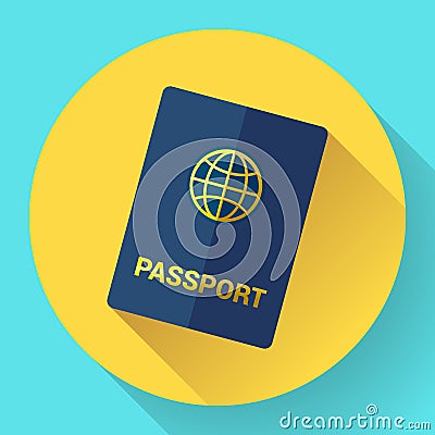 Vector blue international passport with globe. Vector Illustration