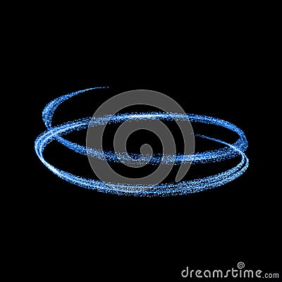 Vector blue light trail circle. neon glowing fire ring trace. Glitter magic sparkle swirl effect on transpare Vector Illustration