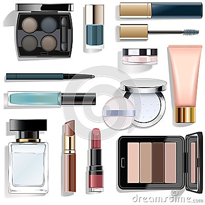 Vector Blue Makeup Collection Vector Illustration