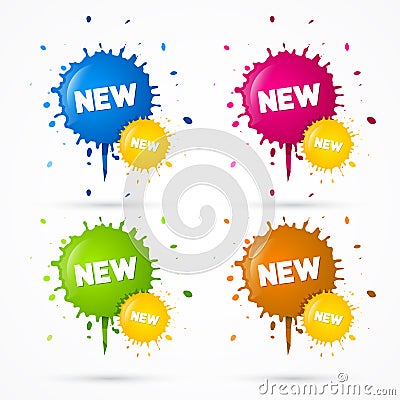 Vector Blue, Orange, Pink and Green Stickers Vector Illustration