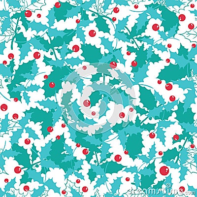 Vector blue, red holly berry holiday seamless pattern background. Great for winter themed packaging, giftwrap, gifts Vector Illustration