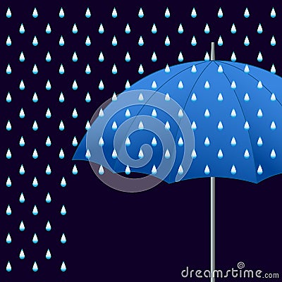 Vector blue umbrella. Vector Illustration