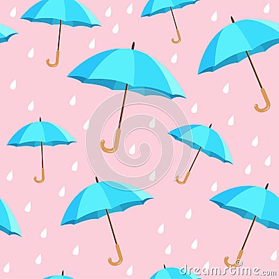 Vector blue umbrellas seamless pattern Vector Illustration