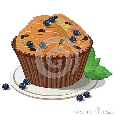 Vector blueberry muffin. Isolated background Vector Illustration