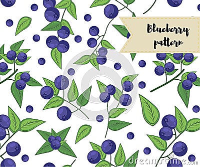 Vector blueberry seamless pattern. background, pattern, fabric design, wrapping paper, cover Vector Illustration