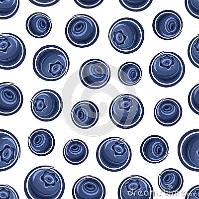 Vector Blueberry Seamless Pattern Vector Illustration