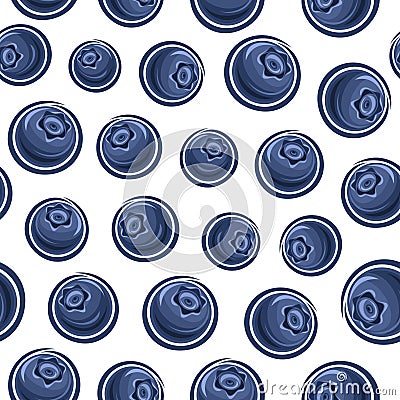 Vector Blueberry Seamless Pattern Vector Illustration