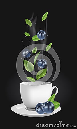 Vector blueberry tea Cartoon Illustration