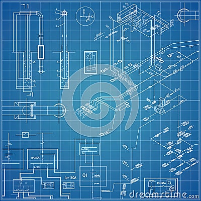 Vector blueprint with electrical Vector Illustration