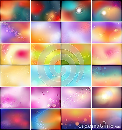 24 Vector Blur Backgrounds Set Stock Photo