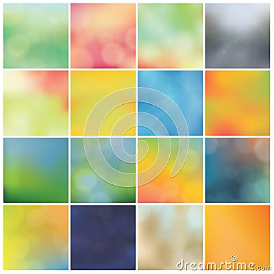 Vector blurred backgrounds - huge pack. Trendy colorfully - bokeh blurred backgrounds. Vector Illustration