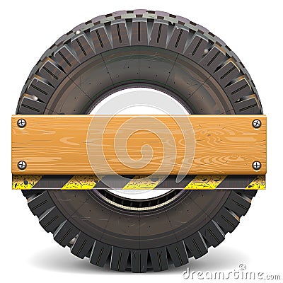 Vector Board with Truck Tire Vector Illustration