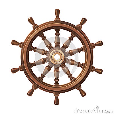 Vector boat handwheel, ship wheel helm Vector Illustration