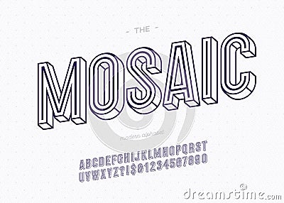 Vector bold mosaic alphabet modern typography Vector Illustration