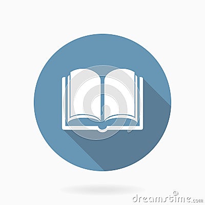 Vector Book Icon With Flat Design. Blue and White Vector Illustration