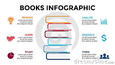 Vector books infographic, education diagram, knowledge chart, learn study graph presentation. Business read concept with Vector Illustration