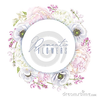 Peont anemone wreath Vector Illustration