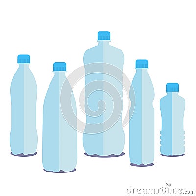 Vector bottles of pure water. Different sized bottles Stock Photo