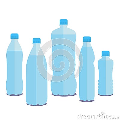 Vector bottles of pure water. Different sized bottles Stock Photo