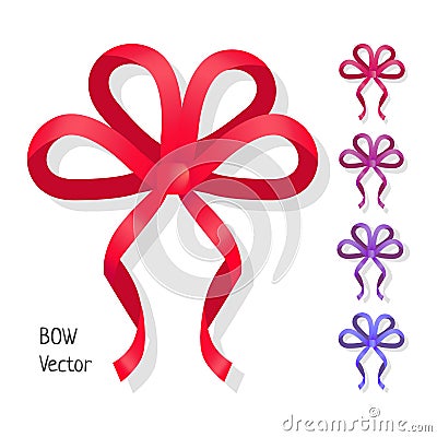 Vector bow set isolated. Colors of present bows. Vector Illustration