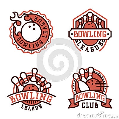 Vector bowling emblem and design element logotype template badge item design for sport league teams success equipment Vector Illustration