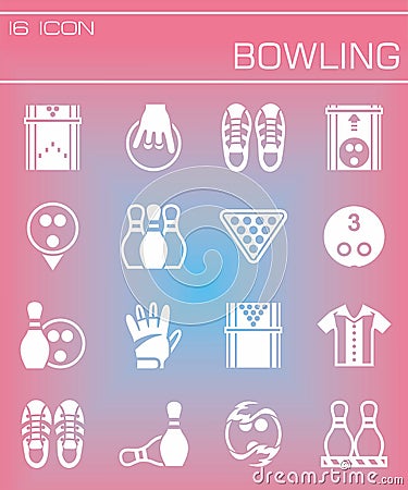 Vector Bowling icon set Vector Illustration