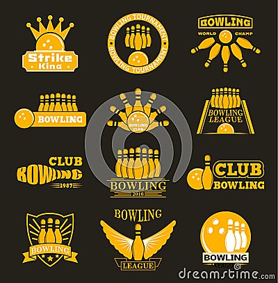 Vector bowling logo emblems. Vector Illustration