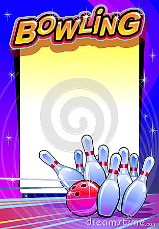 Vector bowling tournament poster template. Vector illustration. Vector Illustration