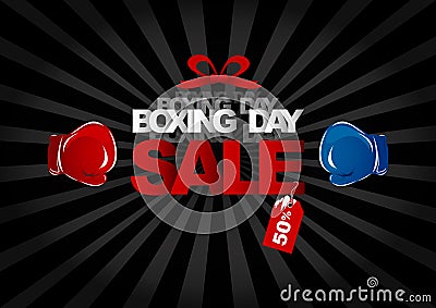 Vector boxing day sale design of boxing gloves and text Vector Illustration