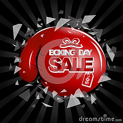 Vector boxing day sale design of boxing gloves and text Vector Illustration