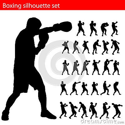 Vector boxing silhouette set Vector Illustration