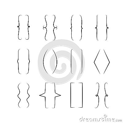 Vector braces signs, curly brackets symbols set. Hand drawn simp Vector Illustration