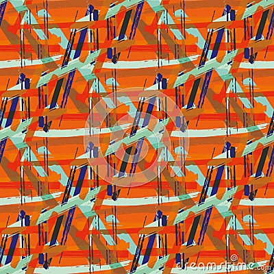 Vector braid effect damask weave seamless interlace pattern background. Macrame style ribbon plait lattice neon orange Vector Illustration