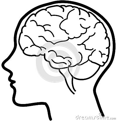 Vector brain icon bw Stock Photo