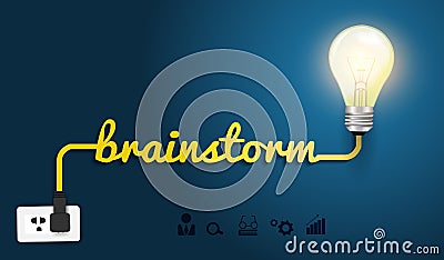 Vector brainstorm concept with creative light bulb Vector Illustration