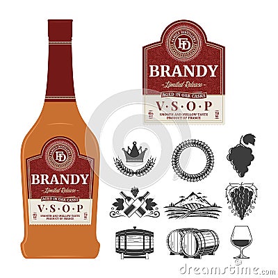 Vector brandy label on a bottle Vector Illustration