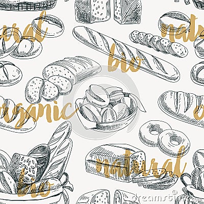 Vector bread retro seamless pattern Vector Illustration